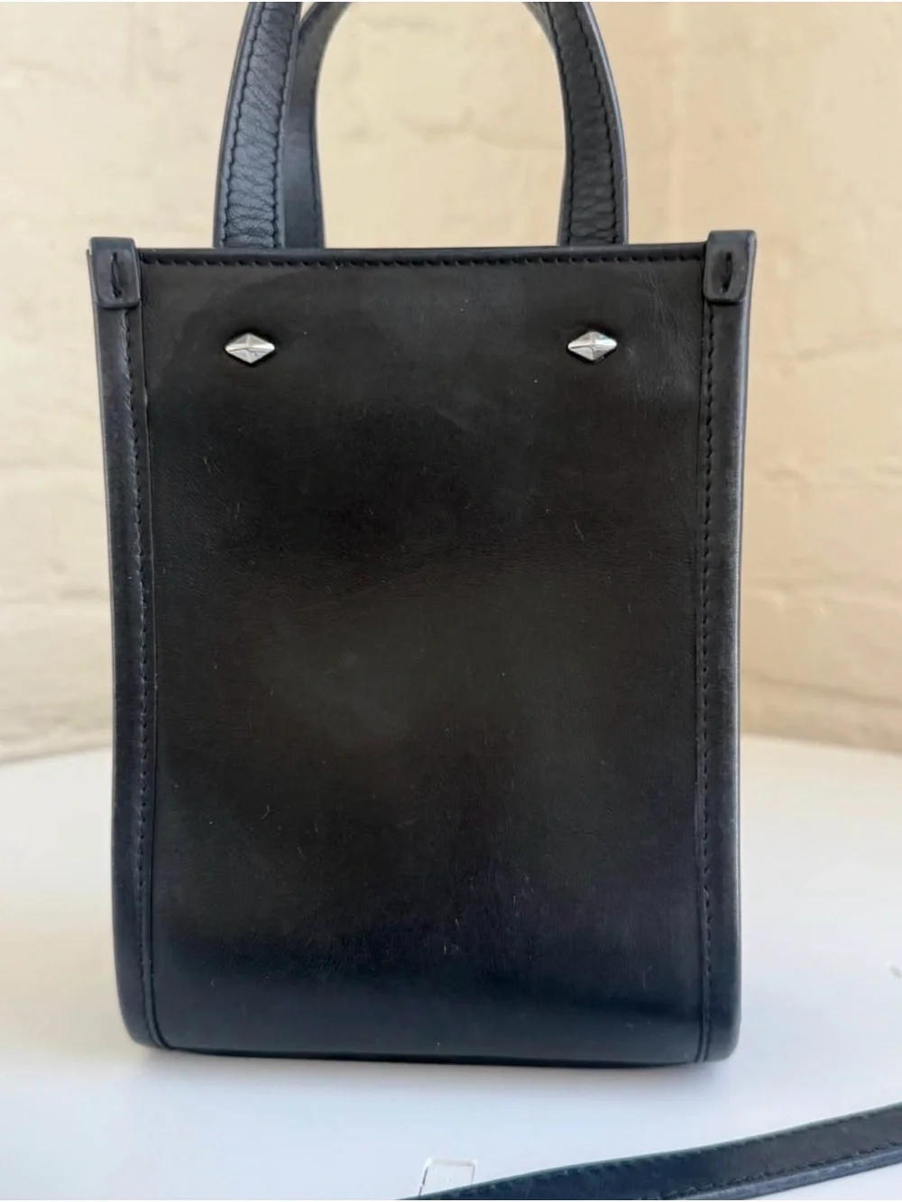 Jimmy Choo Black Leather Mini Tote Messenger